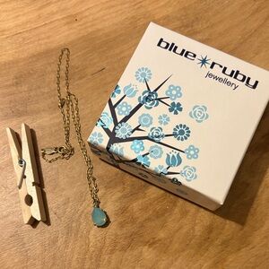 Catherine Popesco Gold Necklace with Blue Pendant